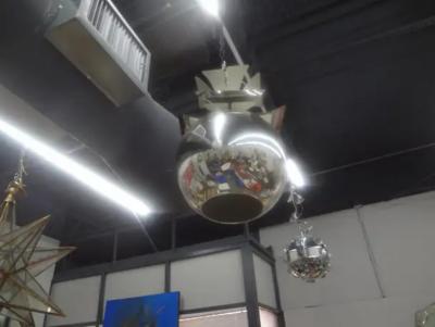 Goffredo Reggiani Italian Modern Chrome And Glass Chandelier Orb Lantern