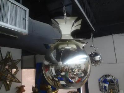 Goffredo Reggiani Italian Modern Chrome And Glass Chandelier Orb Lantern