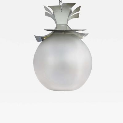 Goffredo Reggiani Italian Modern Chrome And Glass Chandelier Orb Lantern