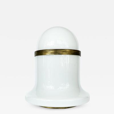 Goffredo Reggiani Italian White Glass and Brass Table Lamp by Goffredo Reggiani