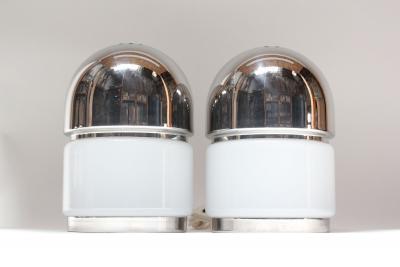 Goffredo Reggiani Pair of Chrome and Glass Salt and Pepper Table Lamps by Goffredo Reggiani