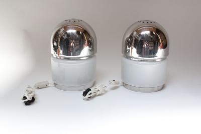 Goffredo Reggiani Pair of Chrome and Glass Salt and Pepper Table Lamps by Goffredo Reggiani