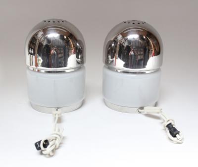 Goffredo Reggiani Pair of Chrome and Glass Salt and Pepper Table Lamps by Goffredo Reggiani