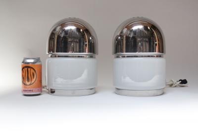 Goffredo Reggiani Pair of Chrome and Glass Salt and Pepper Table Lamps by Goffredo Reggiani