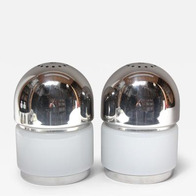 Goffredo Reggiani Pair of Chrome and Glass Salt and Pepper Table Lamps by Goffredo Reggiani