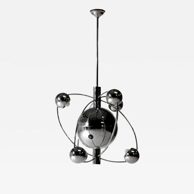 Goffredo Reggiani Satellite chandelier in chromed metal by Goffredo Reggiani Italy circa 1960