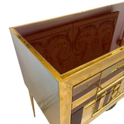 Gold Burgundy and Pink Murano Glass Sideboard