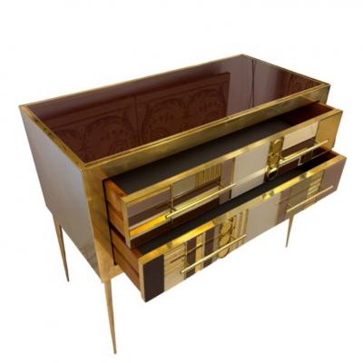 Gold Burgundy and Pink Murano Glass Sideboard
