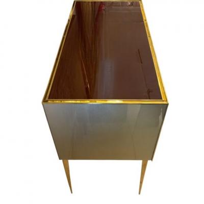Gold Burgundy and Pink Murano Glass Sideboard