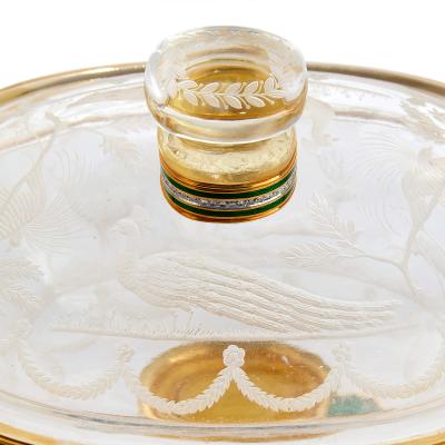 Gold Diamond and Enamel Mounted Rock Crystal Cup and Cover