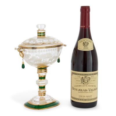 Gold Diamond and Enamel Mounted Rock Crystal Cup and Cover