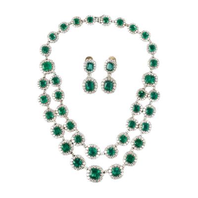 Gold Emerald And Diamond Parure In The Late Empire Style