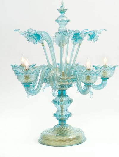 Gold Flecks Design with Brass Base Venetian Flambeau Table Lamp