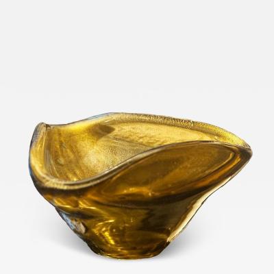 Gold Iridescent Murano Glass Bowl