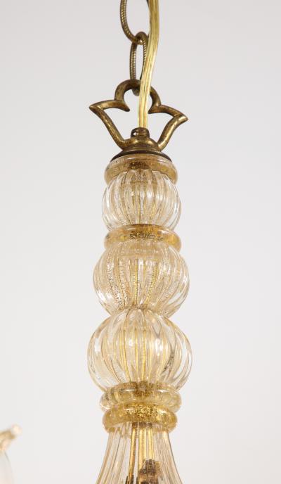 Gold Italian Murano Mid Century 6 Arm Neoclassical Style Chandelier