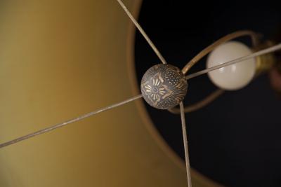 Gold Leaf Asian Table Lamp with Original Shade