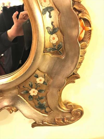 Gold Leaf Paint Decorated Shell Form Wall or Console Mirror