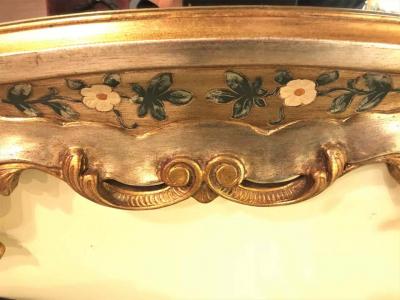 Gold Leaf Paint Decorated Shell Form Wall or Console Mirror
