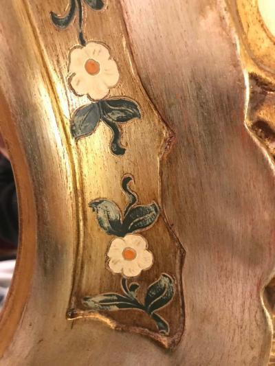 Gold Leaf Paint Decorated Shell Form Wall or Console Mirror