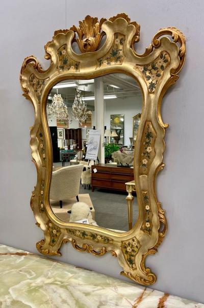 Gold Leaf Paint Decorated Shell Form Wall or Console Mirror