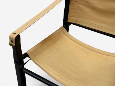 Gold Medal Folding Furniture Co Leatherette Wood Safari Chair USA 1960s