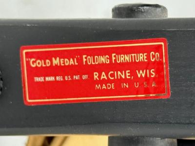 Gold Medal Folding Furniture Co Leatherette Wood Safari Chair USA 1960s