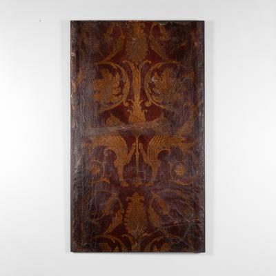 Gold Painted Leather Panel Quartet English Circa 1880