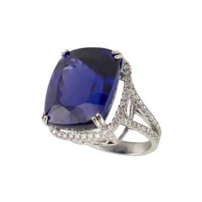 Gold Ring With Tanzanite And Diamonds 21st Century