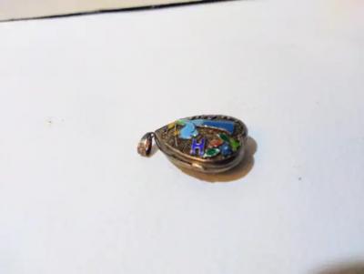 Gold Toned Heart Shaped Cloisonne Locket Pendant