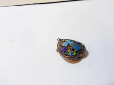 Gold Toned Heart Shaped Cloisonne Locket Pendant