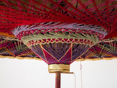 Gold Umbrella with Rainbow Accent