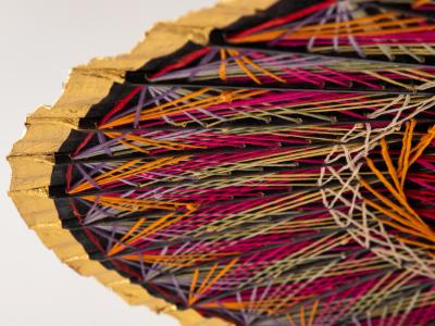 Gold Umbrella with Rainbow Accent