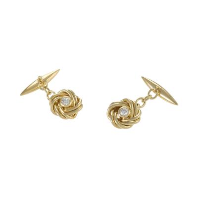 Gold and Diamond Sailors Knot Cuff Links