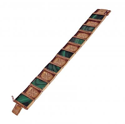 Gold and Malachite Bracelet Austria C 1970