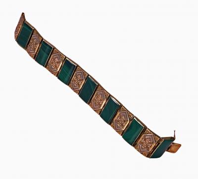 Gold and Malachite Bracelet Austria C 1970