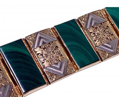 Gold and Malachite Bracelet Austria C 1970