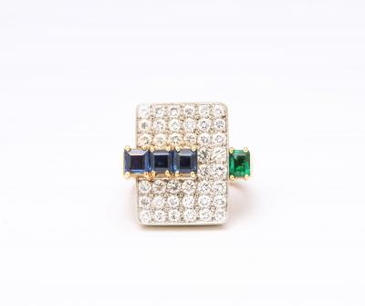 Gold and Sapphire and Emerald Ring
