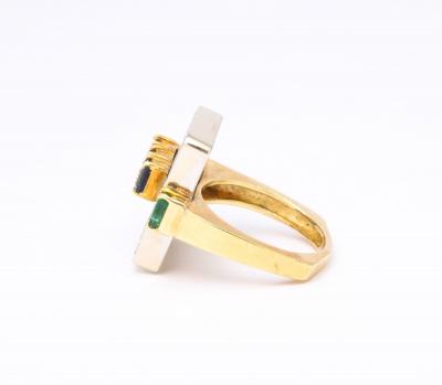 Gold and Sapphire and Emerald Ring