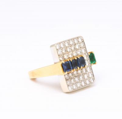 Gold and Sapphire and Emerald Ring