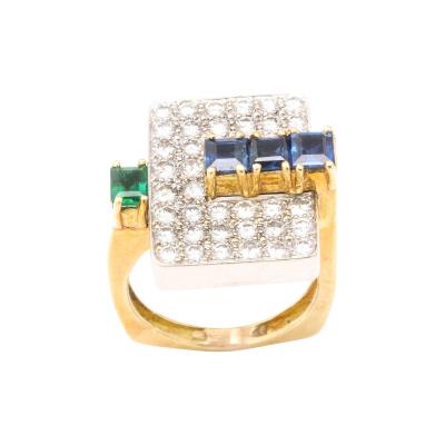 Gold and Sapphire and Emerald Ring