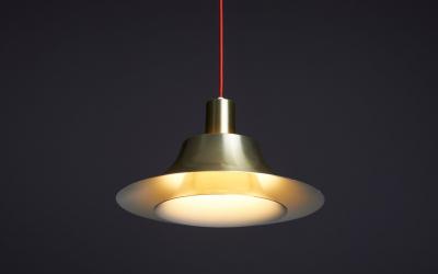 Gold anodized Aluminum Pendant Lamp 1970s