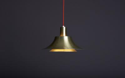 Gold anodized Aluminum Pendant Lamp 1970s