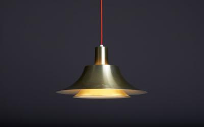 Gold anodized Aluminum Pendant Lamp 1970s