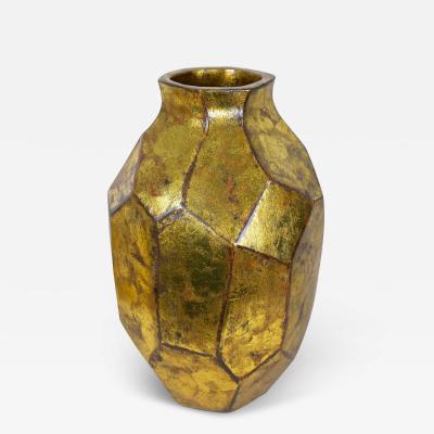 Golden Contemporary Ceramic Vase Organic Modern Style New 2024