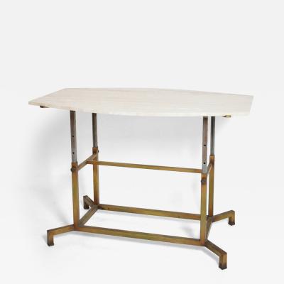 Golden iron and iron and travertine table 1970s 