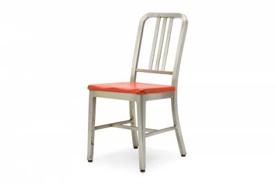 GoodForm Pair Of Goodform American Mid Century Aluminum And Red Vinyl Side Chairs