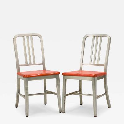 GoodForm Pair Of Goodform American Mid Century Aluminum And Red Vinyl Side Chairs