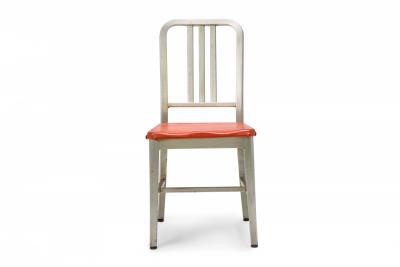 GoodForm Pair of GoodForm American Mid Century Aluminum and Red Vinyl Side Chairs