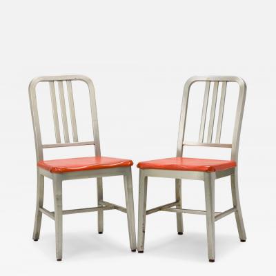 GoodForm Pair of GoodForm American Mid Century Aluminum and Red Vinyl Side Chairs