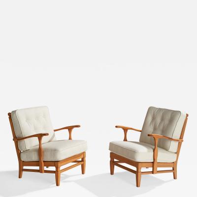 Goperts mobler Lounge Chairs with Pine and Fabric Sweden 1940s